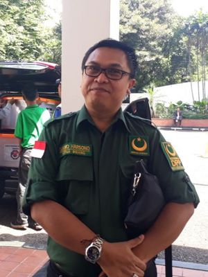 Ketua Bidang Pemenangan Presiden Partai Bulan Bintang (PBB) Sukmo Harsono di KPU RI, Jakarta, Senin (20/11/2017).