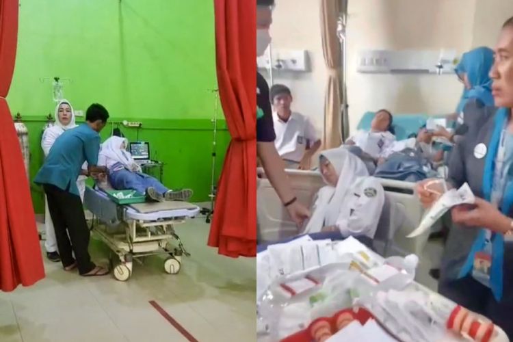 Para pelajar di Kabupaten Lampung Utara yang diduga mengalami keracunan usai santap MBG, Senin (29/9/2025).