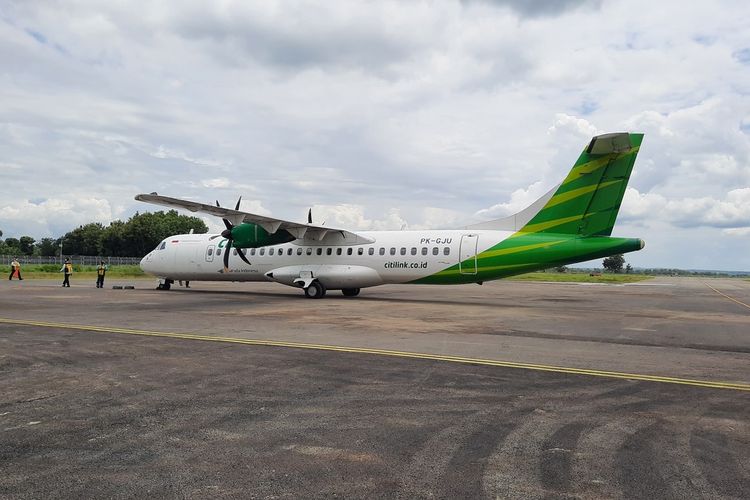 Pesawat Citilink mendarat mulus di Bandara Ngloram, Jumat (26/11/2021)