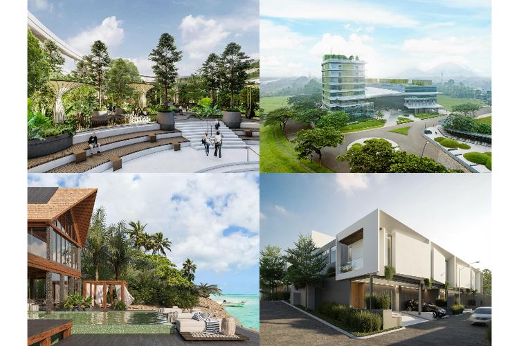 23 Semarang Shopping Center by PT Indonesian Paradise Property Tbk and Subsidiaries (kiri atas), Biomedical Campus by Sinar Mas Land (kanan atas), The Pavilions Anambas by Frontier Experiences Holding (kiri bawah), The Wynwood by Two Cities Group (kanan bawah)