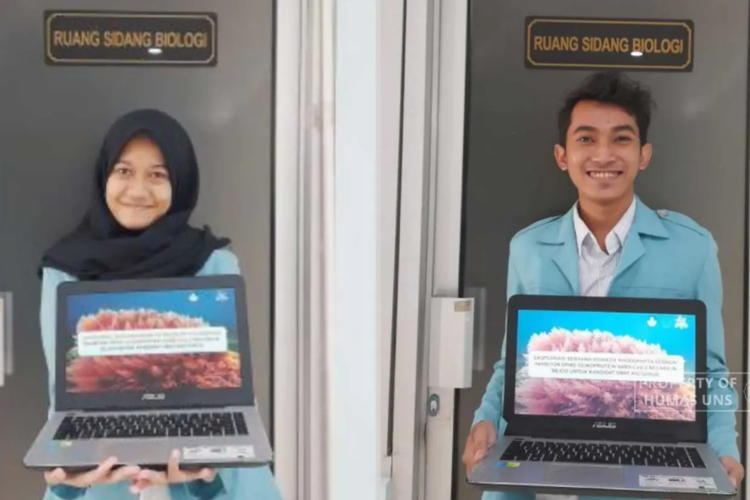 Dua mahasiswa Universitas Sebelas Maret (UNS) meraih juara 3 Karya Tulis Ilmiah (KTI) tingkat nasional berkat penelitian terhadap alga merah sebagai kandidat obat antivirus. 
