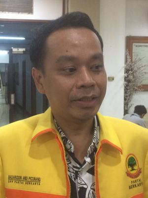 Ketua DPP Berkarya Badaruddin Andi Picunang saat ditemui di Kantor KPU, Jakarta, Jumat (27/7/2018) malam.