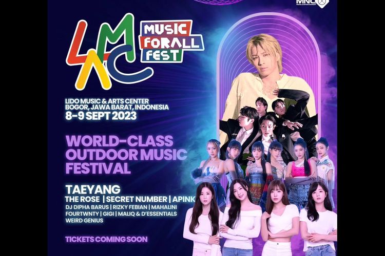 Member boy grup asal Korea Selatan, BIGBANG, Taeyang, akan tampil di festival musik LMAC MUSIC FORALL FEST 2023.
