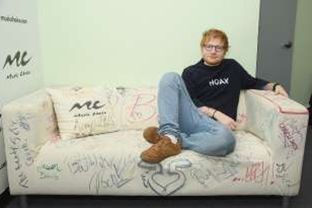 Artis musik asal Inggris, Ed Sheeran, menghadiri Music Choice di Music Choice di New York City, pada Jumat (13/1/2017).