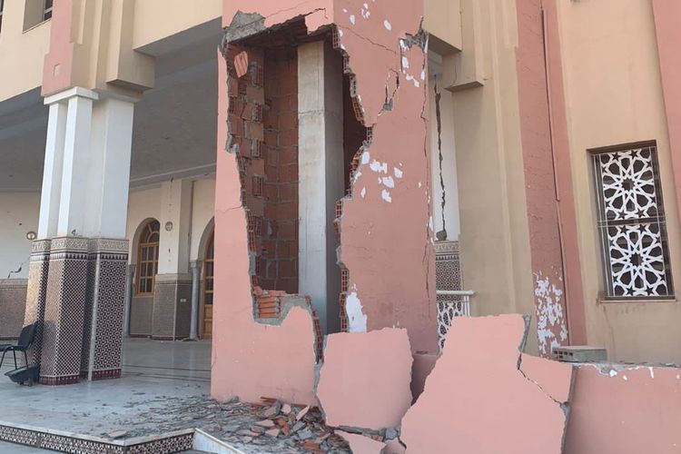 Lokasi hotel tempat pelaksanaan The 10th Internasional Conference on UNESCO Global Geopark yang rusak akibat gempa di Marrakesh, Maroko.