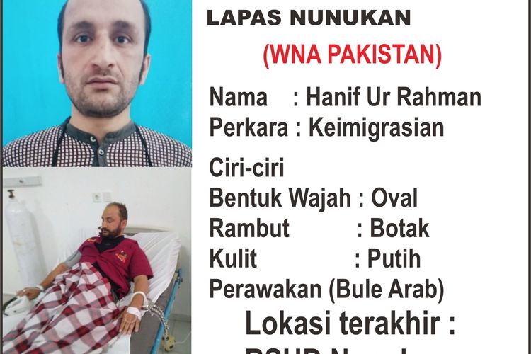 Lapas Nunukan, Kaltara, menyebar informasi pencarian terhadap Napi WNA Pakistan yang dipenjara akibat kasus keimigrasian, Hanif Ur Rahman