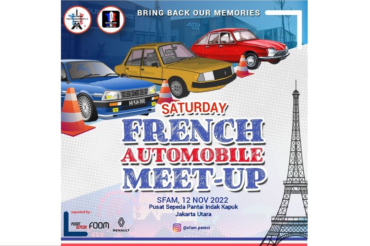 Saturday French Automobile Meet-Up akan kembali digelar di Pusat Sepeda, PIK 2, Jakarta pada 12 November 2022.