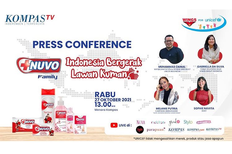 Press Conference 'Nuvo Indonesia Bergerak Lawan Kuman' disiarkan secara live di kanal Youtube Kompas.com, Rabu (27/10/2021).