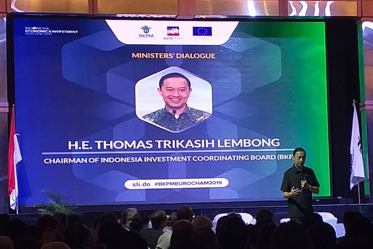 Kepala Badan Koordinasi Penanaman Modal (BKPM) Thomas Lembong dalam acara Outlook Ekonomi dan Investasi Indonesia 2019 di kantor BKPM, Jakarta, Rabu (6/2/2019).