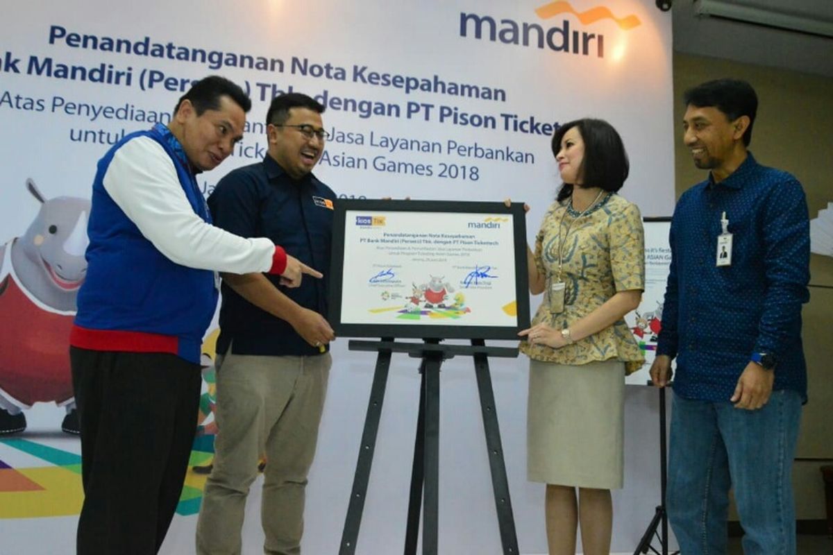Bank Mandiri dengan kiosTix jalin kerja sama dalam penjualan tiket Asian Games 2018, Jumat (29/6/2018).