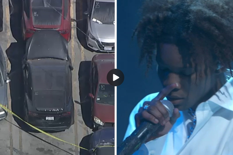 Kolase foto mobil Tesla (kiri) milik penyanyi D4vd (kiri). Polisi menemukan jenazah remaja di dalam bagasi mobil Tesla milik D4vd.