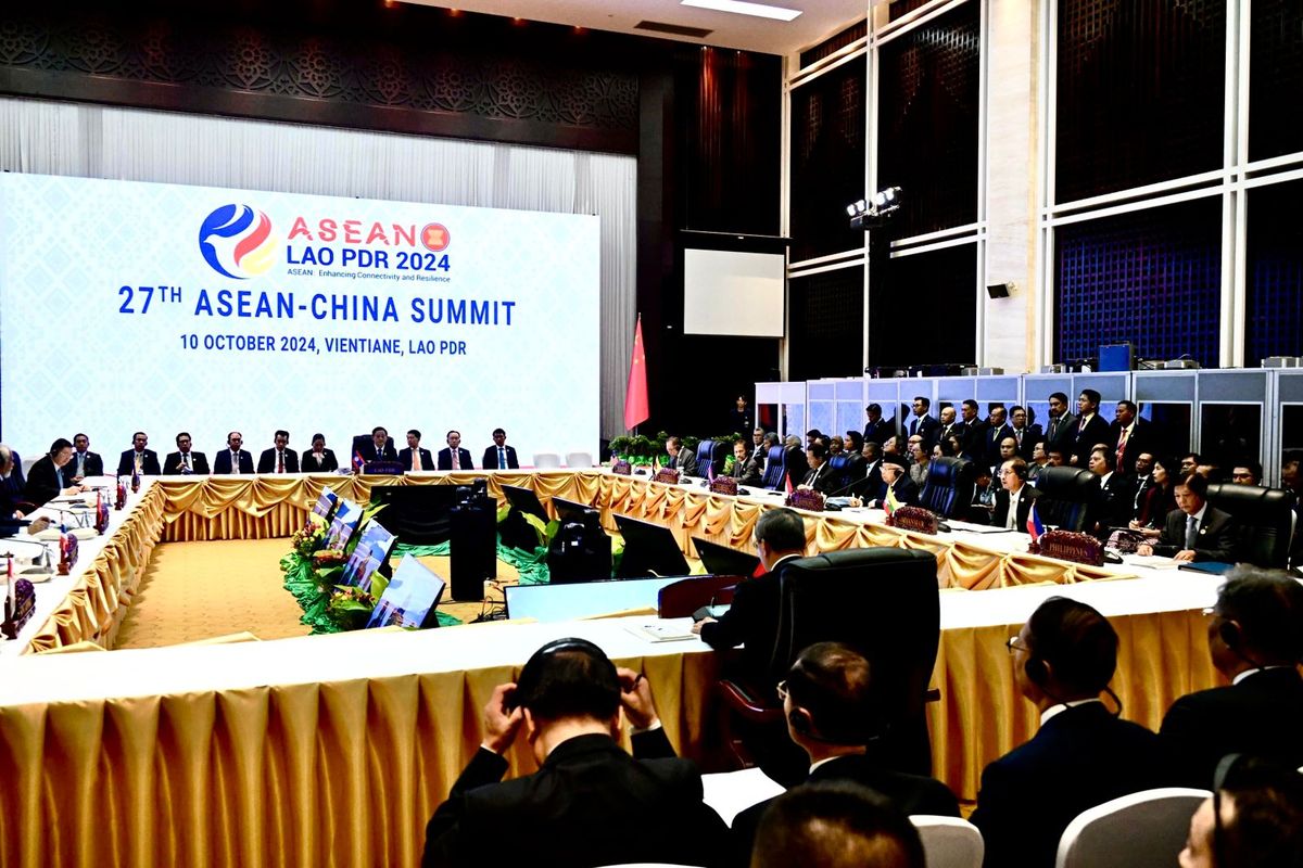 Suasana KTT ke-27 ASEAN ? RRT di National Convention Center, Vientiane, Laos, Kamis (10/10/2024). 