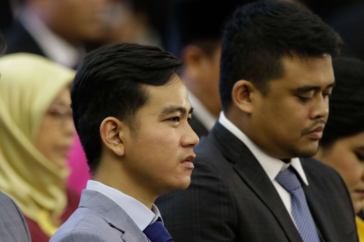 Putra Presiden RI, Joko Widodo, Gibran Rakabuming Raka hadir saat pelantikan Presiden dan Wakil Presiden RI di Gedung DPR/MPR, Jakarta, Minggu (20/10/2019). Jokowi dan Maruf Amin sebagai Presiden dan Wakil Presiden masa jabatan 2019-2024.