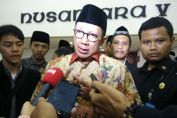 Menteri Agama RI Lukman Hakim Saifuddin di gedung Nusantara V, Komplek DPR/MPR RI, Senayan, Jakarta. Sabtu (6/5/2017).