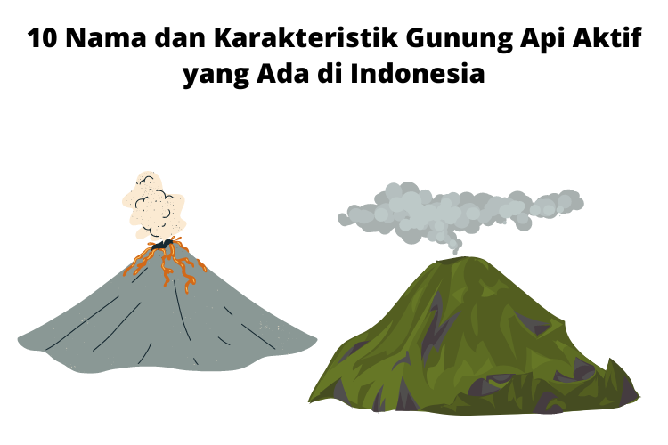 Contoh gunung api aktif di Indonesia adalah Gunung Merapi di Yogyakarta dan Jawa Tengah, Gunung Kelud di Jawa Tiur, Gunung Sinabung di Sumatera Utara, dan Gunung Egon di Flores, NTT.