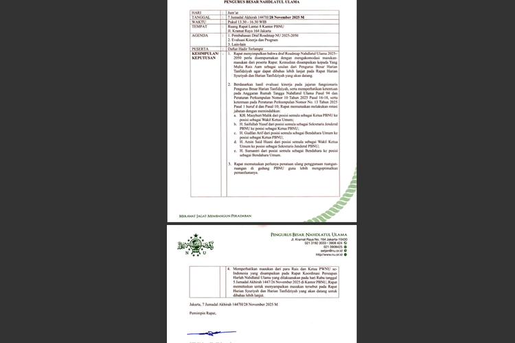 Risalah Rapat harian Tanfidziyah PBNU 281125