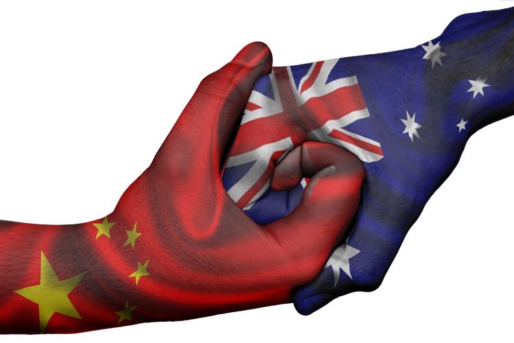 Ilustrasi hubungan diplomatik China dan Australia.