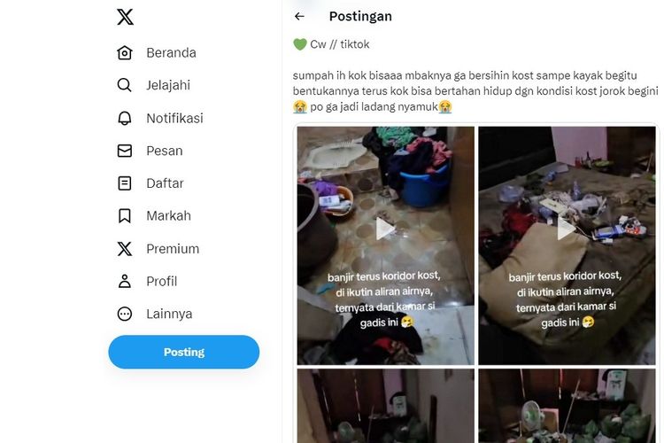 Tangkapan layar soal kamar yang berantakan dikaitkan dengan gangguan mental.