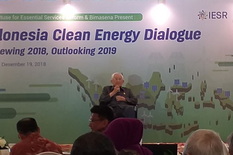 Ketua Bimasena, Subroto di acara Indonesia Clean Energy Outlook 2019 di Jakarta, Rabu (19/12/2018).