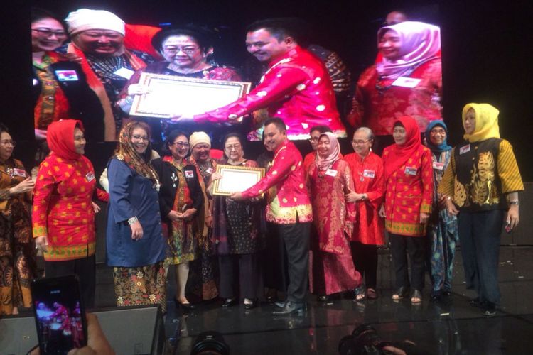 Presiden ke-5 RI, Megawati Soekarnoputri di Balai Sarbini, Jakarta Pusat, Sabtu (10/11/2018) malam.