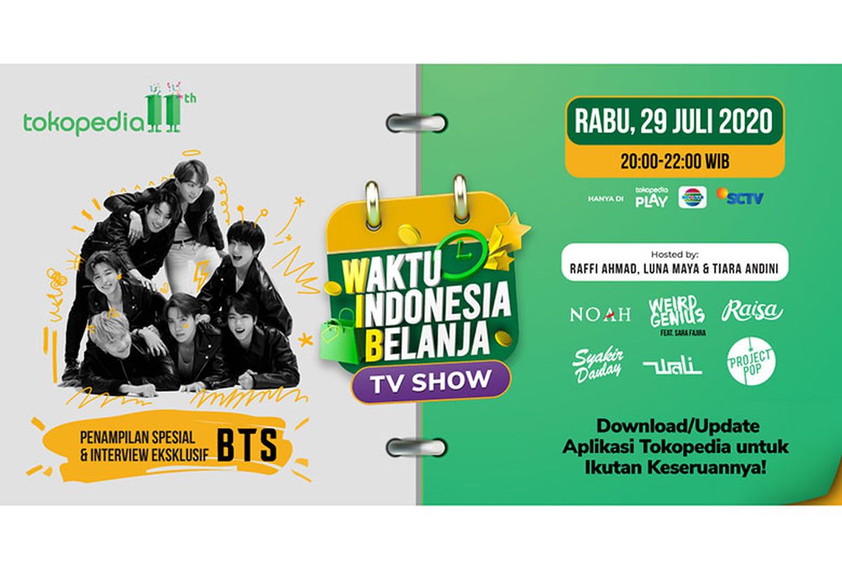 Waktu Indonesia Belanja TV Show hadirkan K-Pop Idol BTS. (Dok. Tokopedia)