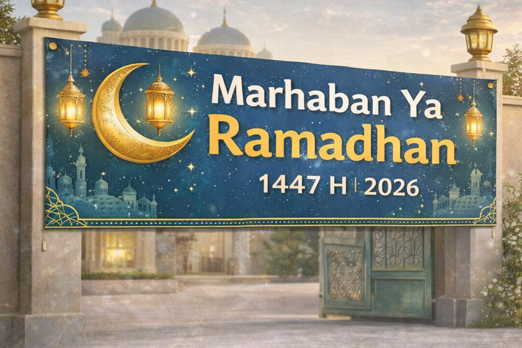 Spanduk Ramadhan 2025 fokus terbaca jauh.