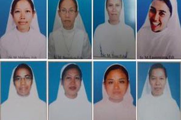 Foto atas dari kiri ke kanan: Sr M Mariana Fch, Sr M Benedicta Fch, Sr M Yose Fch, dan Sr M Laurensiana Fch. Foto bawah dari kiri ke kanan: Sr M Evila Fch, Sr M Venita Fch, Sr M Germanda Fch, dan Sr M Aurella Fch. 