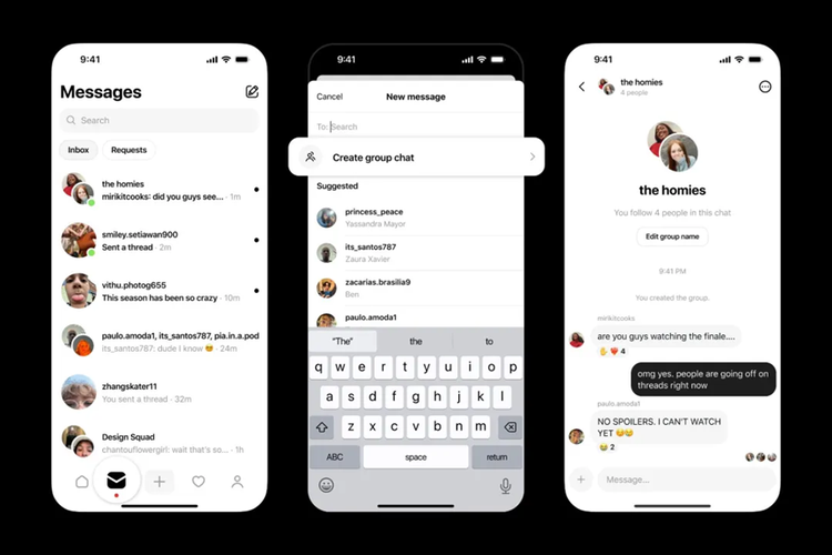 Tampilan group chat di Threads.