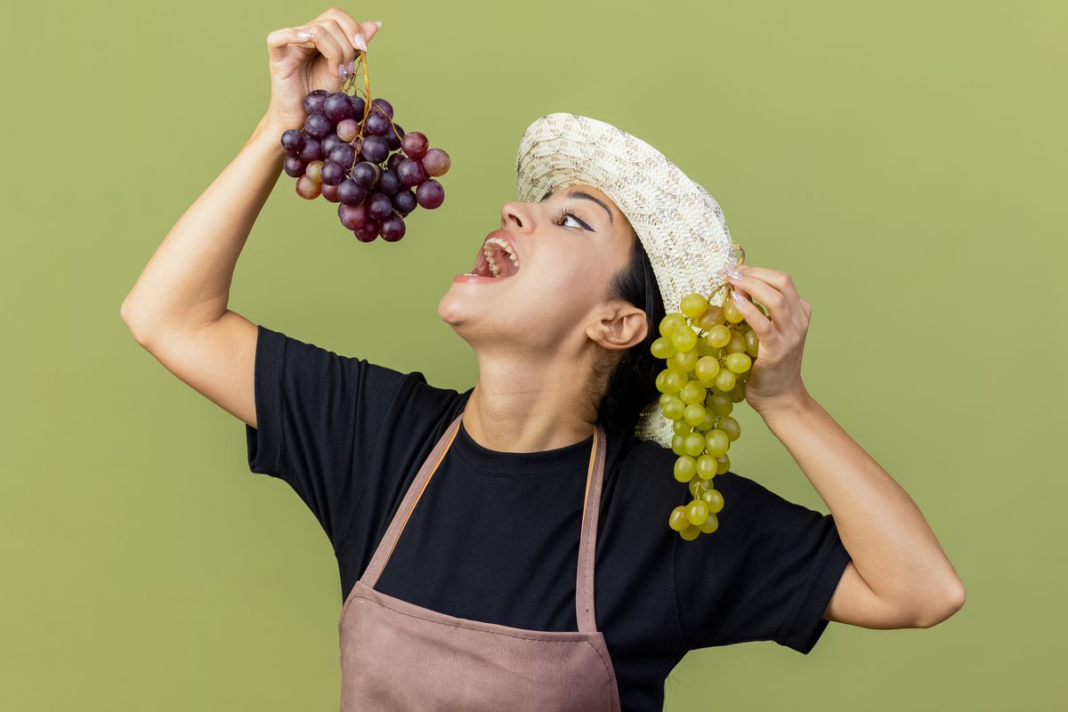 Ilustrasi makan buah anggur