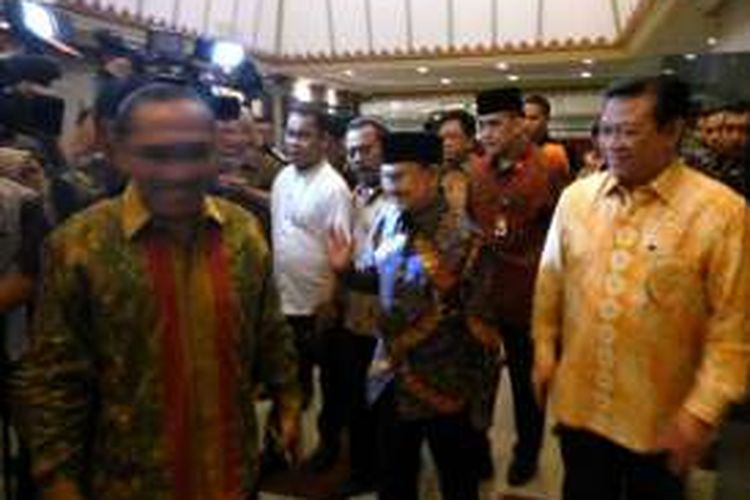 Presiden ke-3 RI B.J. Habibie hadir dalam halal bihalal Kosgoro di Hotel Kartika Chandra, Jakarta Selatan, (24/7/2016). 