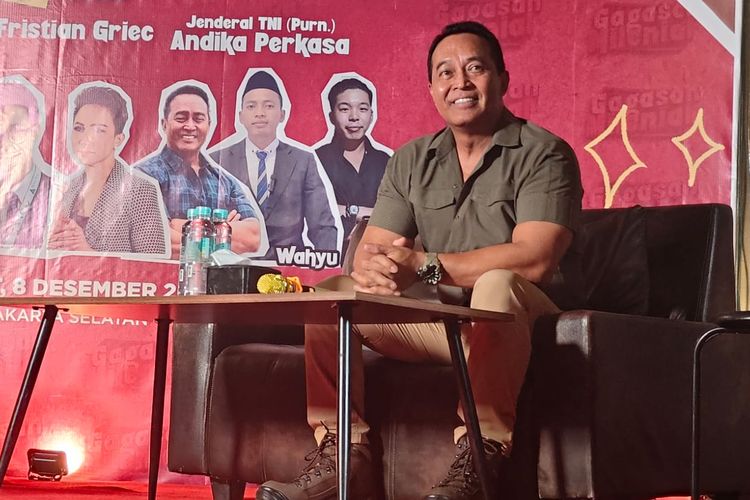 Wakil Ketua Tim Pemenangan Nasional (TPN) Ganjar Pranowo-Mahfud MD, Jenderal TNI (Purn) Andika Perkasa di diskusi kawasan Tebet, Jakarta Selatan, Jumat (8/12/2023) malam.