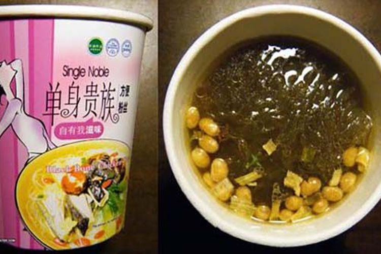 Baijia Single Noble Black Bone Chicken Flavor Instant Sweet Potato Noodles, produk mi instan peringkat terbawah di dunia. 
