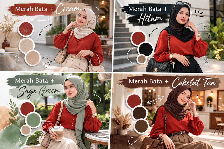 Mix and match warna merah bata