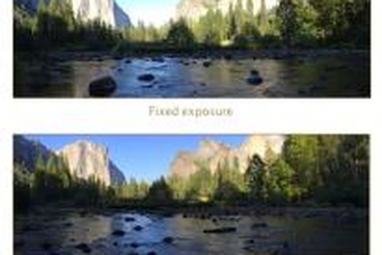 Pengaturan exposure otomatis pada mode panorama iPhone 5S