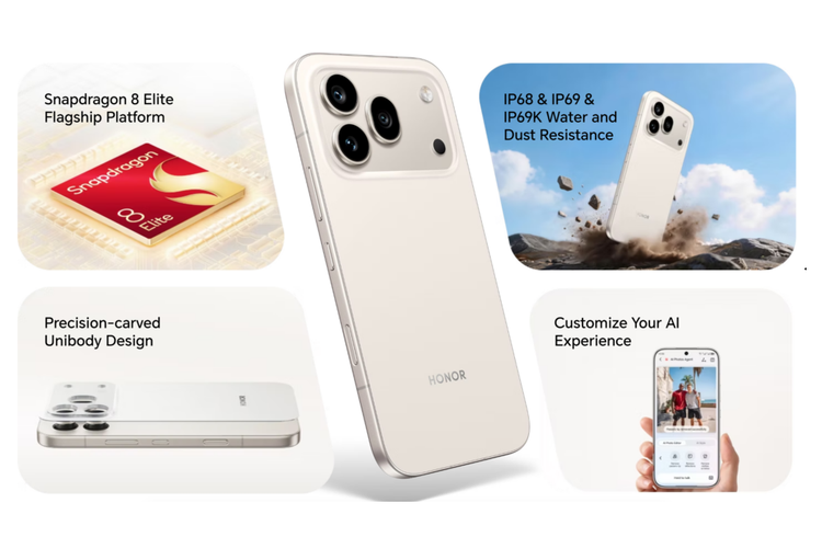 Honor 600 Pro ditenagai Snapdragon 8 Elite, chipset kelas flagship yang menawarkan performa lebih tinggi, baik untuk gaming berat, pengolahan AI, maupun multitasking intensif. 
