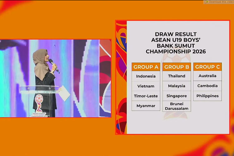 Hasil drawing babak penyisihan grup ASEAN U19 Championship 2026 atau Piala AFF U19 2026 telah bergulir pada hari Kamis (7/5/2026).
