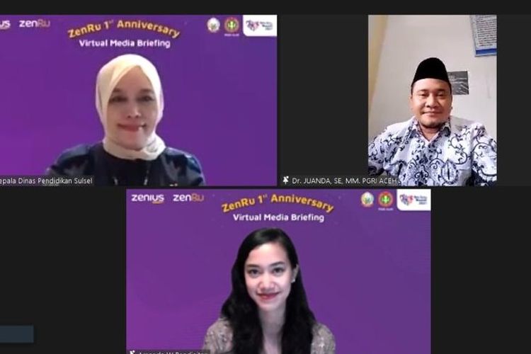 Chief of Teachers' Initiative Zenius, Amanda Witdarmono saat memperingati Hari Guru Nasional (HGN) 2021 sekaligus ZenRu 1 tahun.