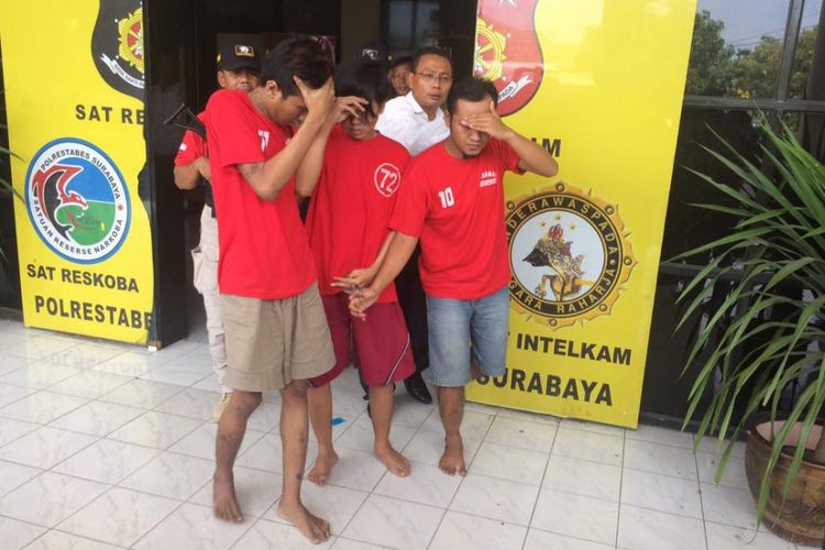 3 dari 7 tahanan kabur Polsek Tambaksari Surabaya yang berhasil diamankan 