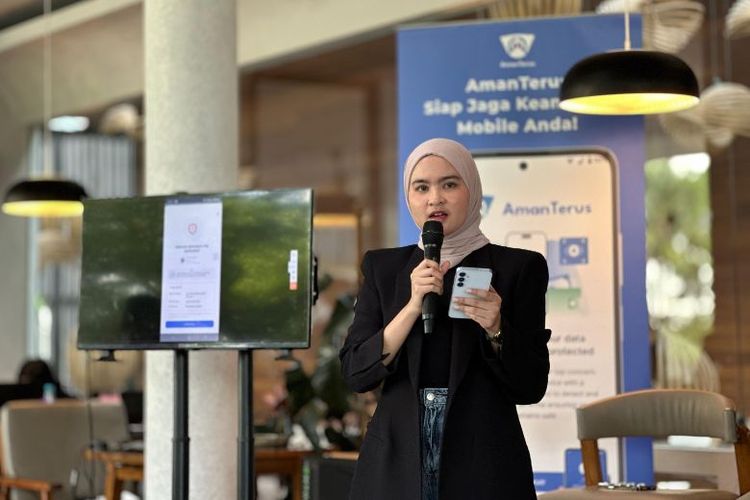 Peluncuran aplikasi keamanan digital AmanTerus di Jakarta, Jumat (13/6/2025). Aplikasi ini dirancang untuk melindungi perangkat Android dari aplikasi berbahaya dan situs mencurigakan secara real-time. 