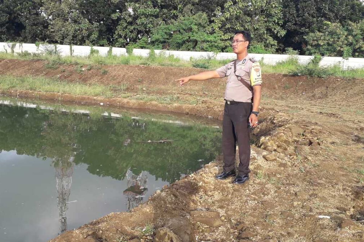 Waduk Giri Kencana, Cilangkap, Jakarta Timur, Senin (27/1/2020), lokasi tewasnya bocah bernama M Ridwan (12) karena terpeleset ke dalam waduk.