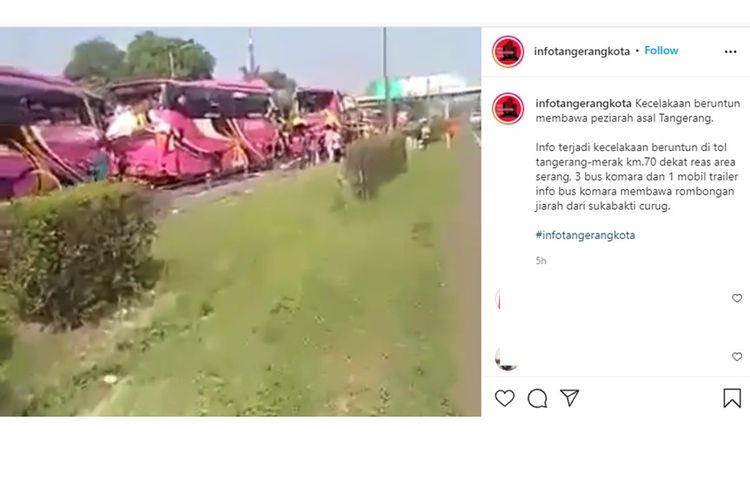 Viral video kecelakaan beruntun melibatkan 4 bus di Tangerang