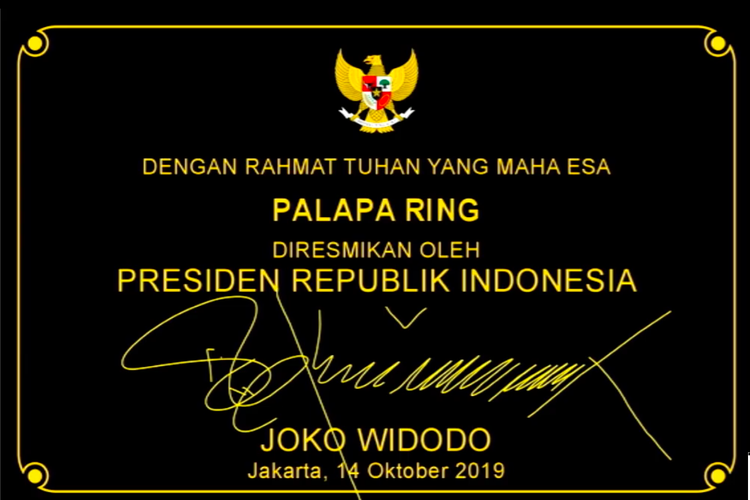 Presiden Jokowi meresmikan pengoperasian Palap Ring, Senin (14/10/2019).