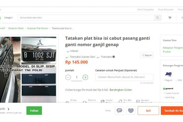 Beredar Dudukan Pelat Nomor Anti Ganjil Genap Ini Kata Polisi