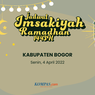 Jadwal Imsak dan Buka Puasa di Kabupaten Bogor, 4 April 2022