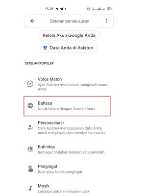 Melalui opsi Bahasa, pengguna bisa memilih bahasa Indonesia untuk berinteraksi dengan Google Assistant.