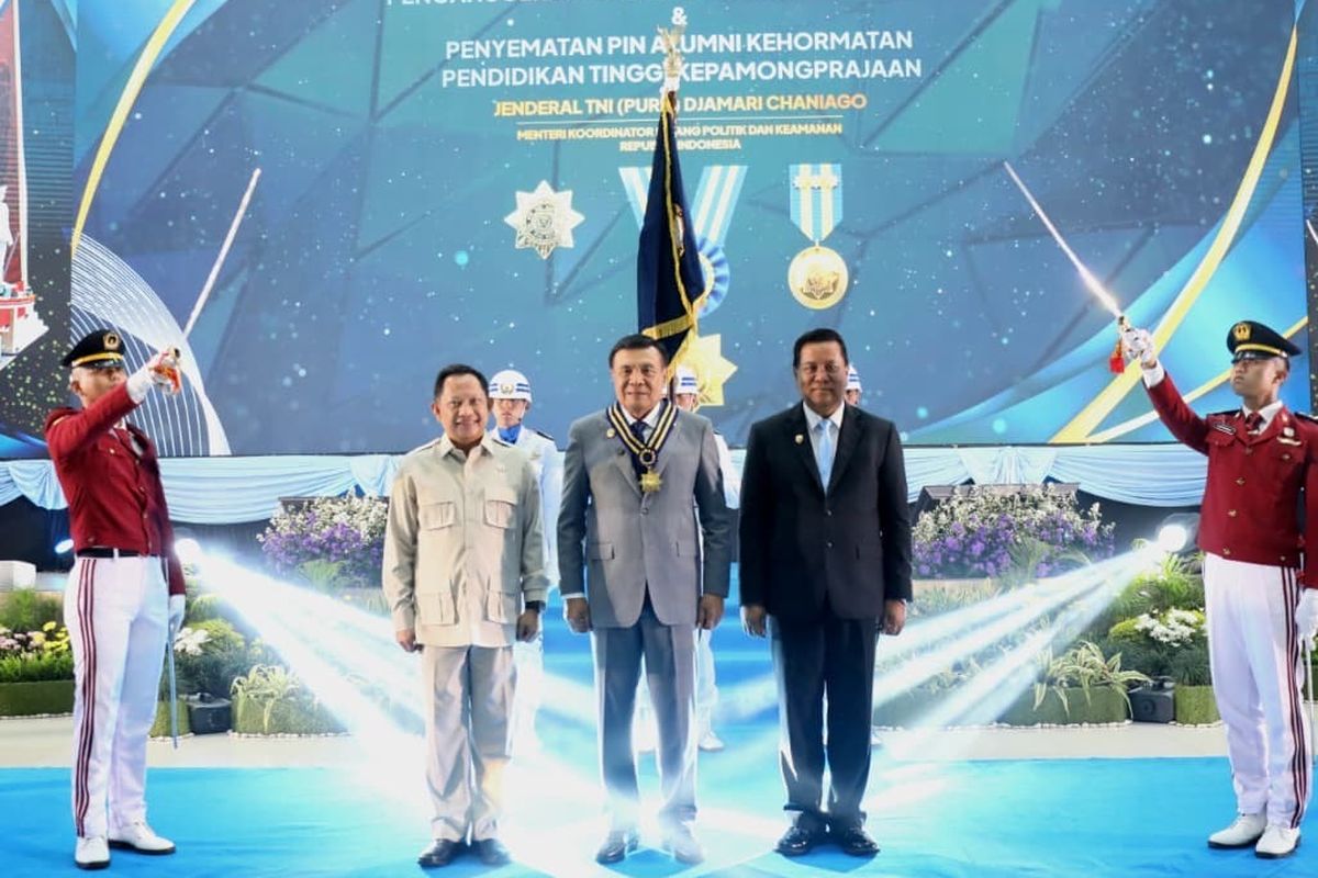 Menteri Dalam Negeri (Mendagri) Muhammad Tito Karnavian dalam Stadium General di Kampus IPDN Jatinangor, Kabupaten Sumedang, Jawa Barat, Jumat (29/5/2026).