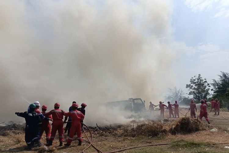 Lahan Dekat Kilang Pertamina Balongan Indramayu Terbakar, 6 Armada Damkar Diterjunkan