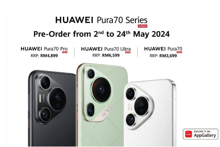 Huawei Pura 70 series meluncur di Malaysia dengan harga mulai Rp 12,5 juta.