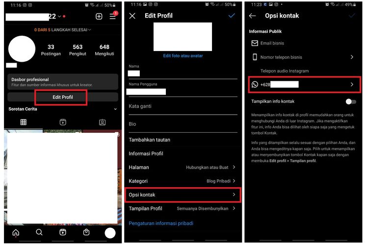 Cara menambahkan chat WhatsApp di postingan Instagram.