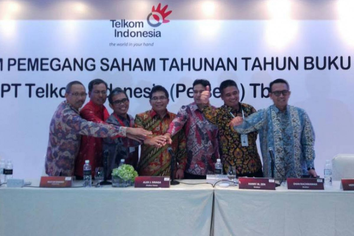 Rapat Umum Pemegang Saham Tahunan PT Telkom Indonesia (Persero) Tbk (TLKM), di Jakarta, Jumat (21/4/2017).